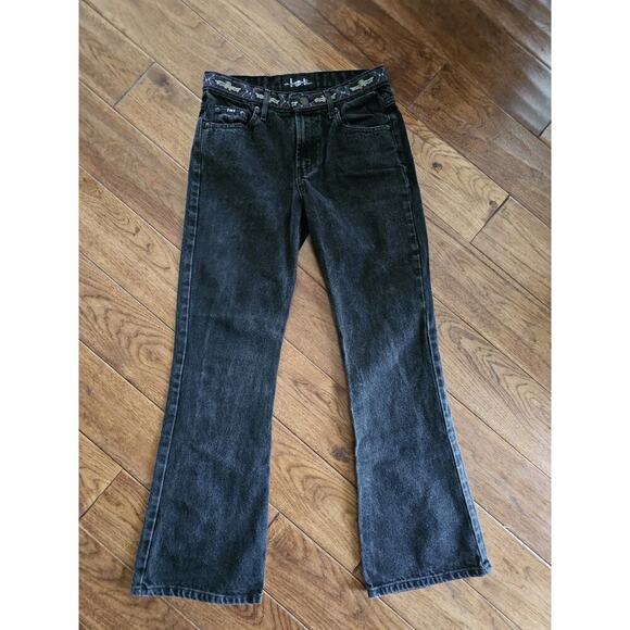LEI Vintage Aztec Black Flare Boot Cut Denim Jeans Women's Size 9 Y2K - Picture 1 of 13